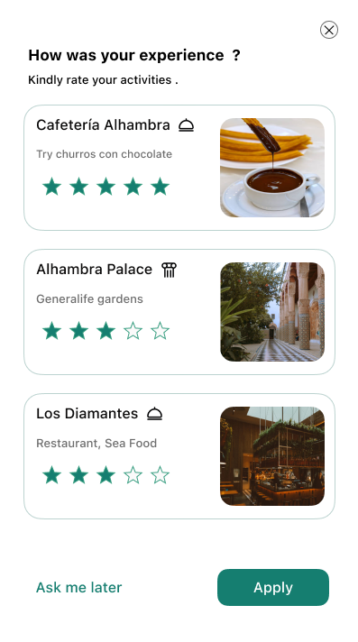 How was your experience? star rating screen