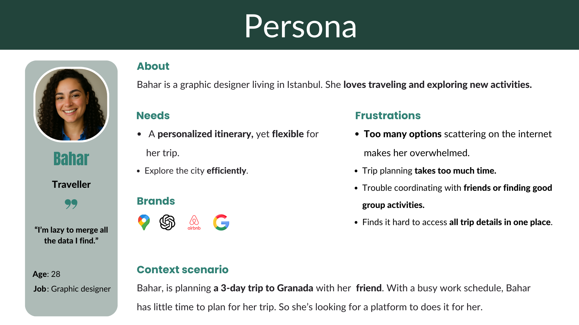 Persona — Bahar, Traveller, 28, Graphic Designer