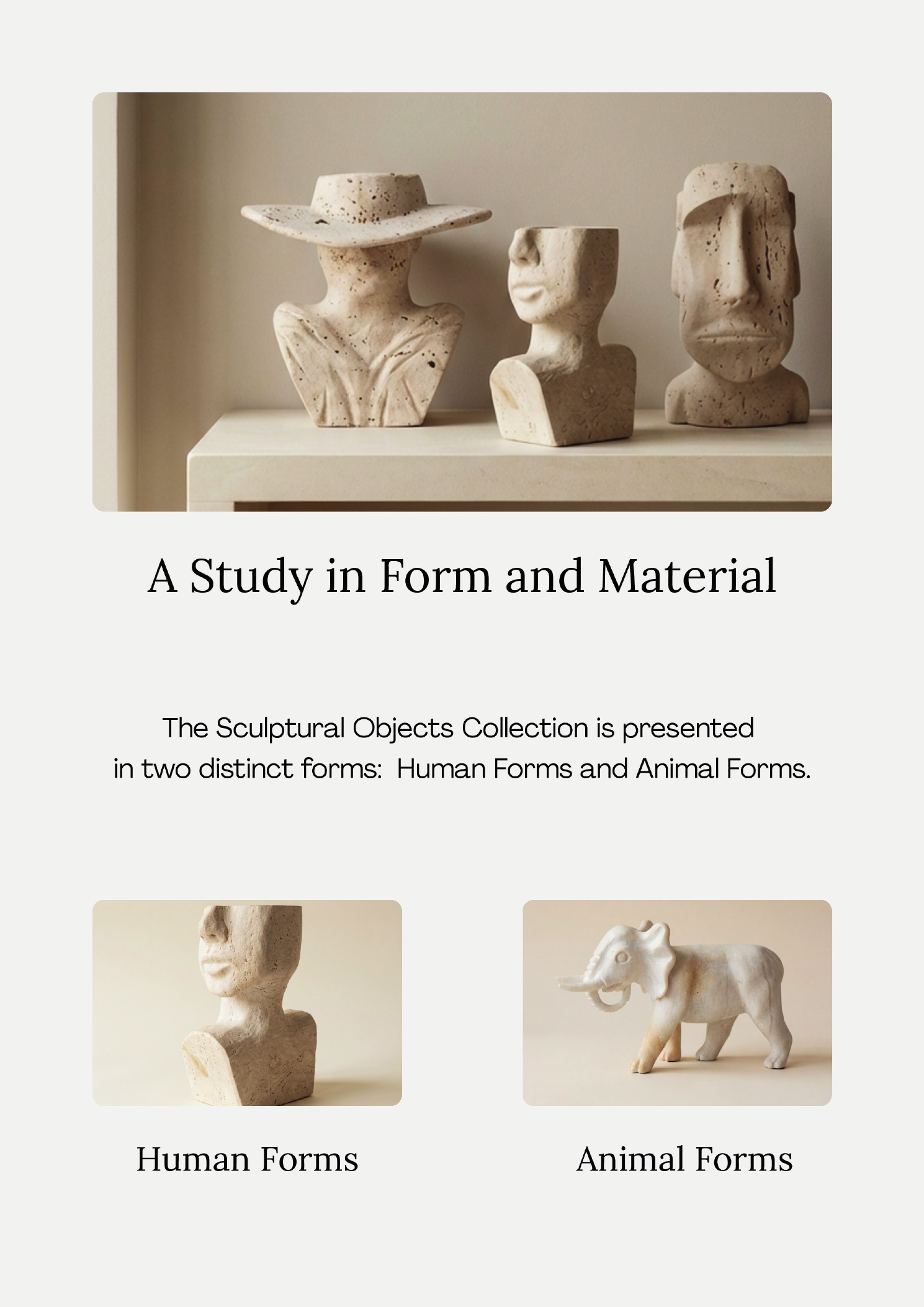 A Study in Form and Material — Human Forms and Animal Forms category overview