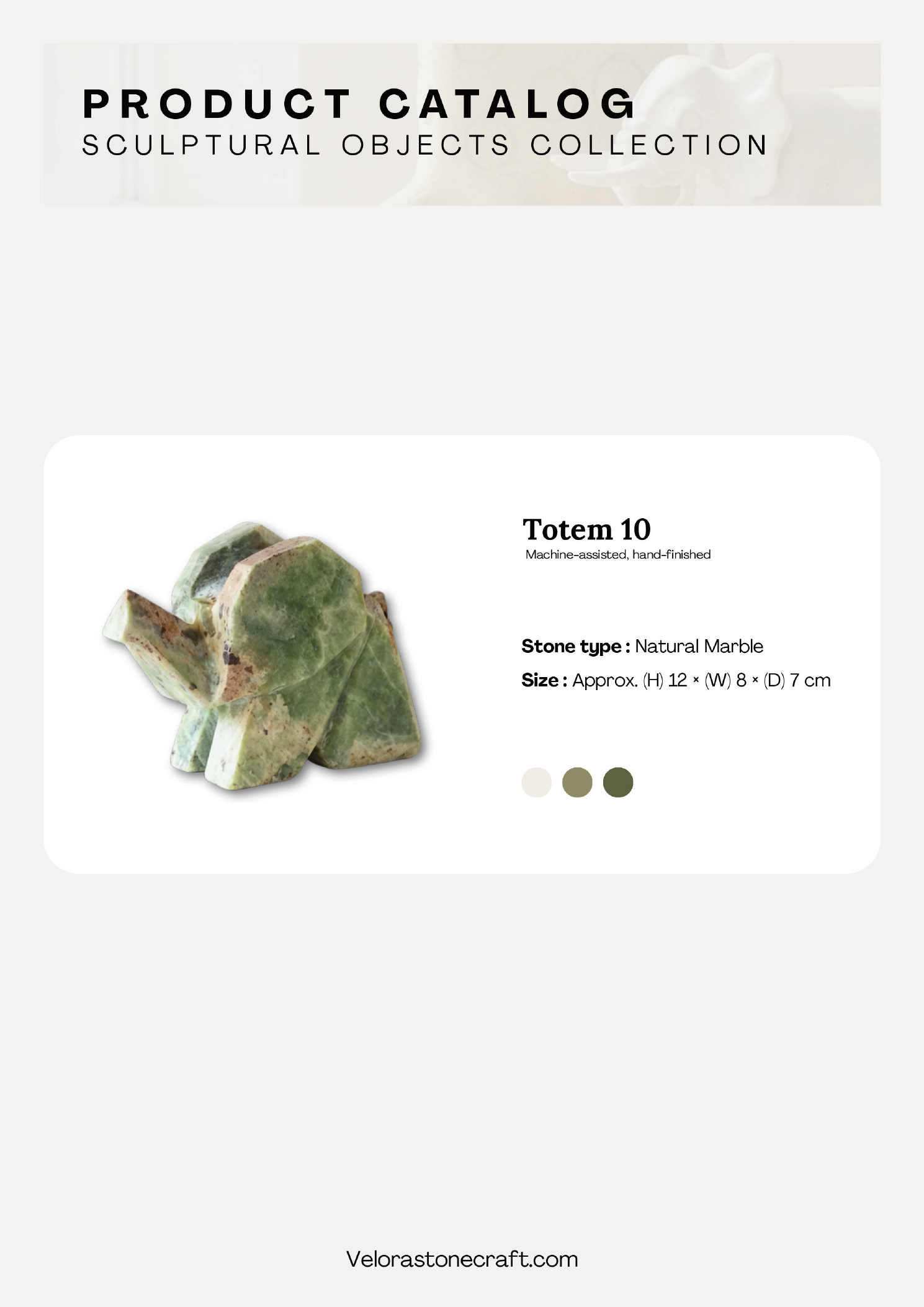 Animal Forms — Totem 10, natural marble elephant