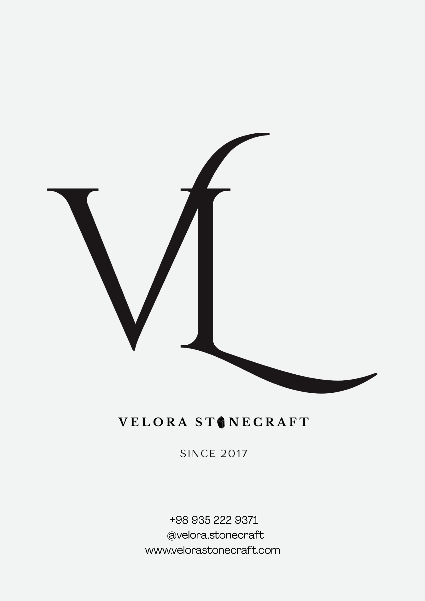 Velora Stonecraft — back cover with VL monogram, Since 2017