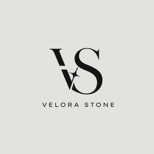 Logo exploration 2 — VS monogram with star detail and VELORA STONE wordmark