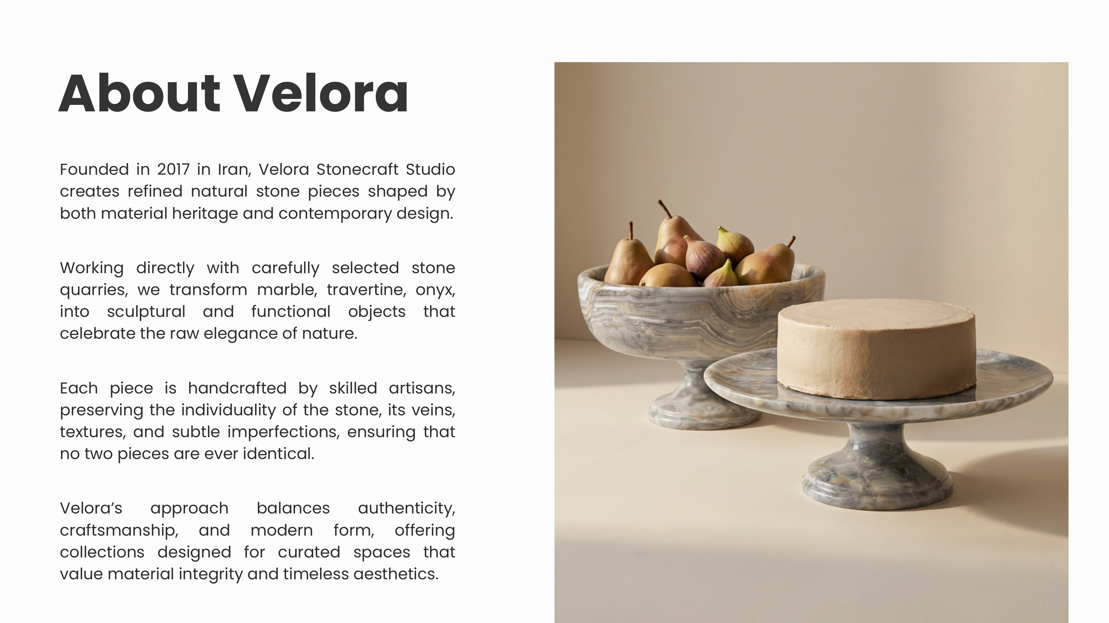 About Velora — brand story with stone tableware