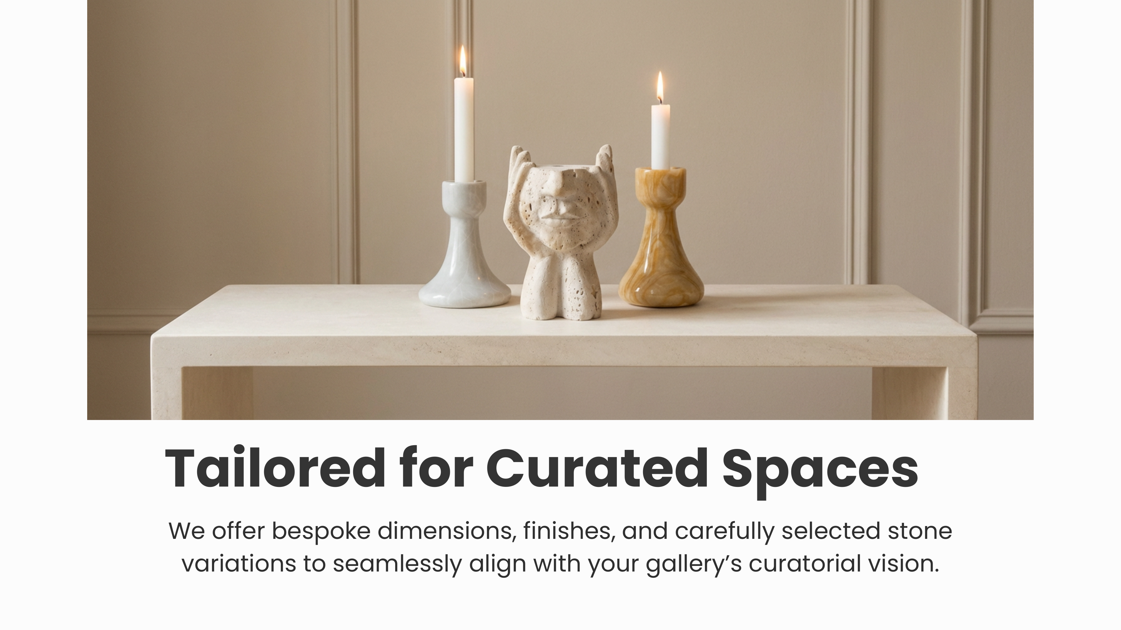 Tailored for Curated Spaces — bespoke candleholders on a stone console